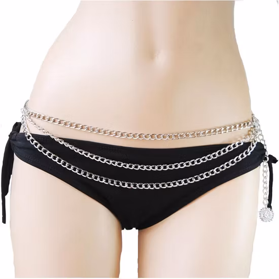 Bohemian Retro Style Multilayer Alloy Waist Chain Body Chain for Women Round Pendant Belly Chain Waist Belt Jewelry Female