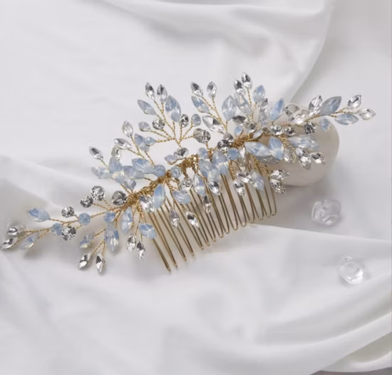  Capacete de pente de cabelo com strass de opala de casamento nupcial.  Acessórios de cabelo de pente de cabelo de cristal nupcial, fábrica de joias de noiva direto por atacado