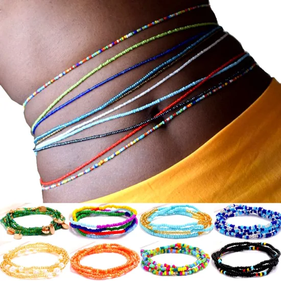 Corrente de contas de cintura africana em camadas para barriga, joias de cintura