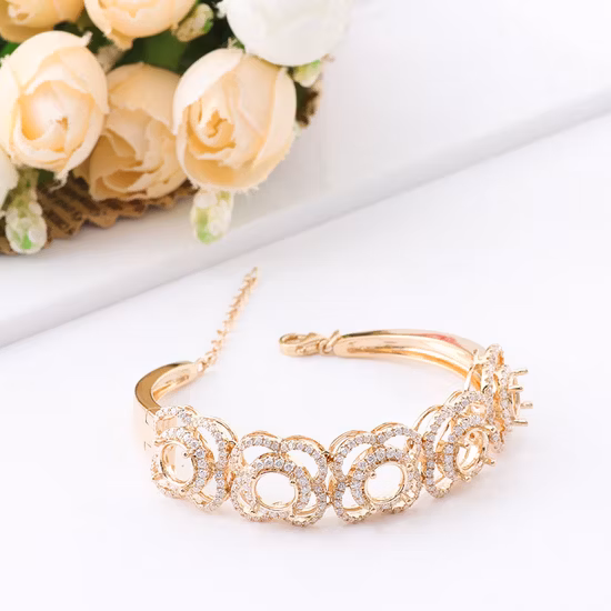 Luxo na moda corrente de cintura 5 flor 10k/14k/18k ouro amarelo moissanite pulseira 6.5mm redondo vvs moissanite diamante jóias personalizadas